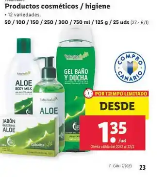 Lidl Productos cosméticos higiene oferta