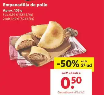 Lidl Empanadilla de pollo oferta