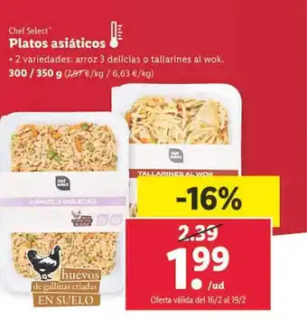 Lidl Chef select platos asiáticos oferta