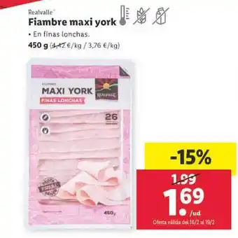 Lidl Realvalle fiambre maxi york oferta