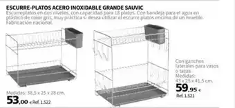 Coferdroza Escurre-platos acero inoxidable grande sauvic oferta