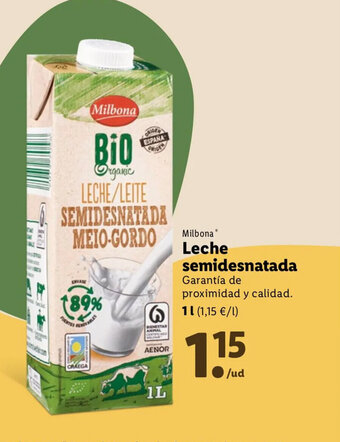 Lidl Leche Semidesnatada oferta