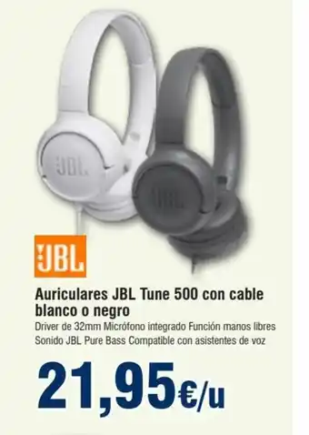 FROIZ Auriculares JBL Tune 500 Con Cable Blanco o Negro oferta