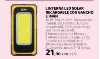 Coferdroza Linterna led solar recargable con gancho e imán oferta