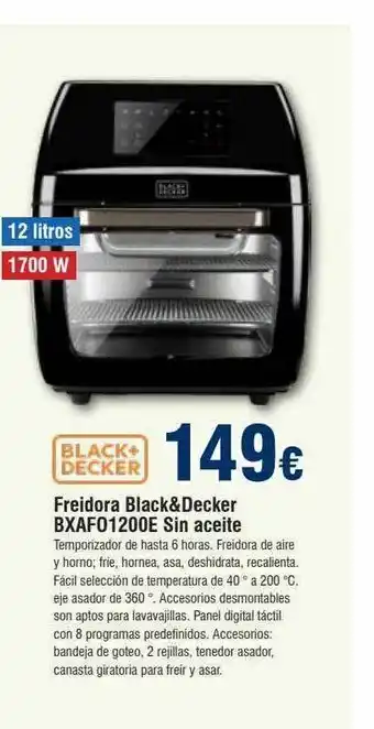 FROIZ Freidora black&decker bxafo1200e sin aceite oferta
