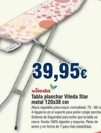 FROIZ Vileda tabla plancha vileda star metal 120x38 cm oferta