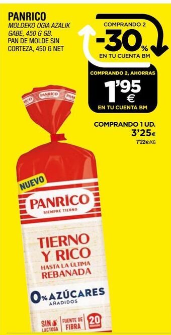 BM Supermercados Pan de molde panrico oferta