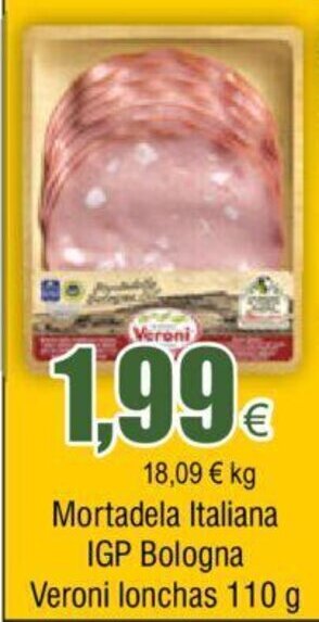 FROIZ Mortadela Italiana IGP Bologna Veroni Lonchas 110g oferta