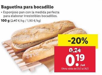 Lidl Baguetina para bocadillo oferta
