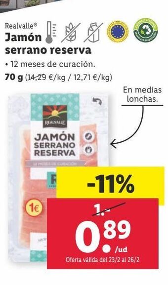 Lidl Jamón serrano realvalle oferta