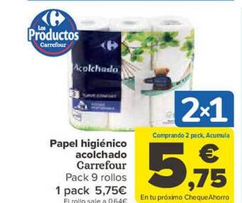 Carrefour Papel higiénico acolchado carrefour oferta
