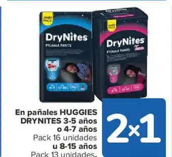 Carrefour En pañales huggies drynites 3-5 años o 4-7 años u 8-15 años oferta