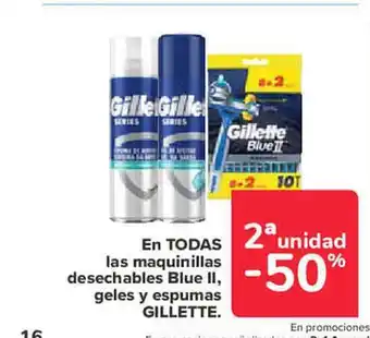 Carrefour Las maquinillas desechables blue ii, geles y espumas gillette oferta