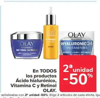 Carrefour Los productos ácido hialurónico, vitamina c y retinol olay oferta