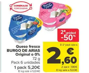 Carrefour Queso fresco burgo de arias original o 0% oferta
