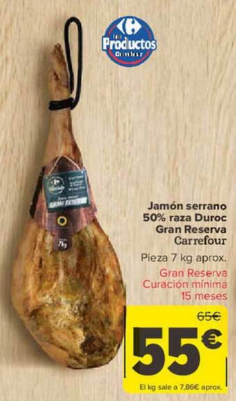 Carrefour Jamón serrano 50% raza duroc gran reserva carrefour oferta