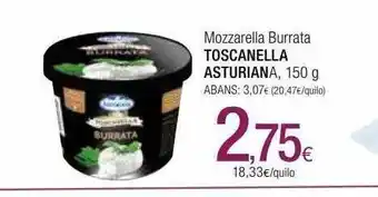 Condis Mozzarella burrata toscanella asturiana oferta