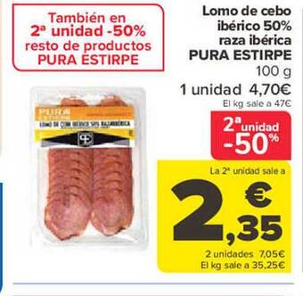 Carrefour Lomo de cebo ibérico 50% raza ibérica pura estirpe oferta