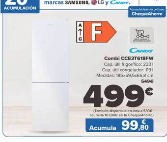 Carrefour Candy combi cce3t618fw oferta