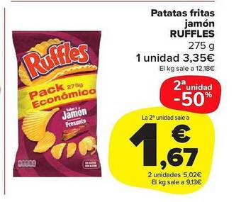 Carrefour Market Patatas fritas jamón ruffles oferta