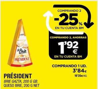 BM Supermercados Président queso brie oferta
