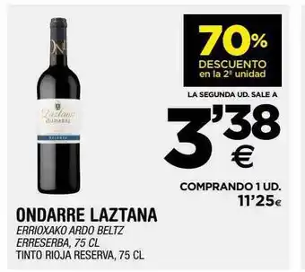 BM Supermercados Ondarre laztana tinto rioja reserva oferta