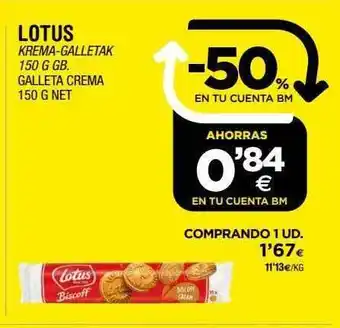 BM Supermercados Lotus galleta crema oferta