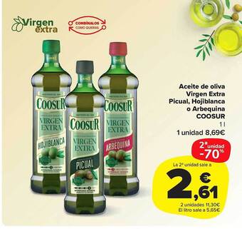 Carrefour Market Aceite de oliva virgen extra picual, hojiblanca o arbequina coosur oferta