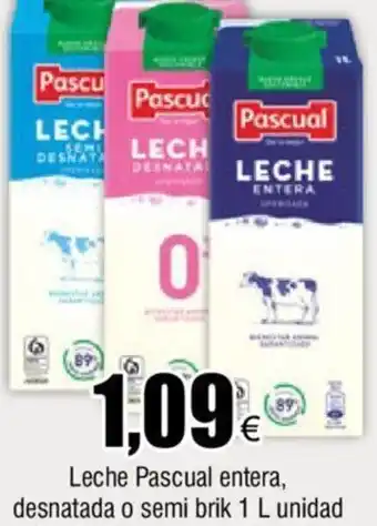FROIZ Leche Pascual Entera, Desnatada o Semi Brik 1L Unidad oferta