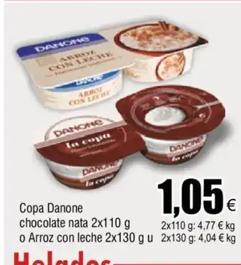 FROIZ Copa Danone Chocolate Nata 2x110g O arroz Con Leche 2x130 g u oferta