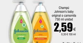 FROIZ Champú Johnson's Baby Original O Camomila 750 ml unidad oferta