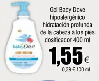 FROIZ Gel Baby Dove Hipoalergénico Hidratación Profunda De La cabeza A Los Pies Dosificador 400 ml oferta