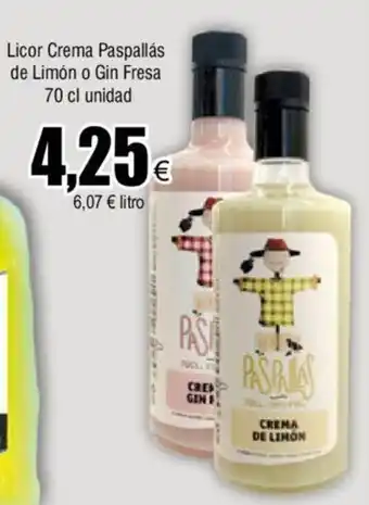 FROIZ Licor Crema Paspallás De Limón O Gin Fres 70 cl Unidad oferta