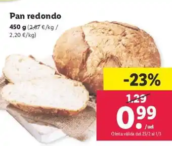 Lidl Pan Redondo 450g. oferta