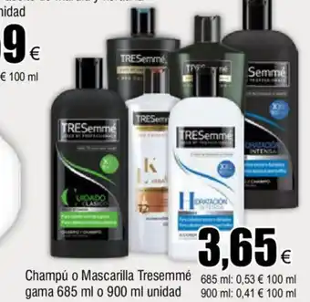FROIZ Champú O Mascarilla Tresemmé Gama 685 ml o 900 ml Unidad oferta