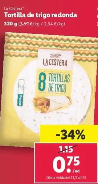 Lidl Tortilla de Trigo Redonda 320g. oferta
