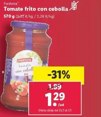 Lidl Tomate Frito Con Cebolla 570 g. oferta