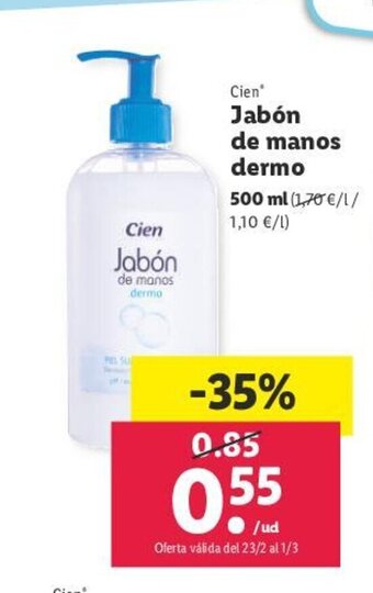 Lidl Cien Jabón de Manos Dermo oferta