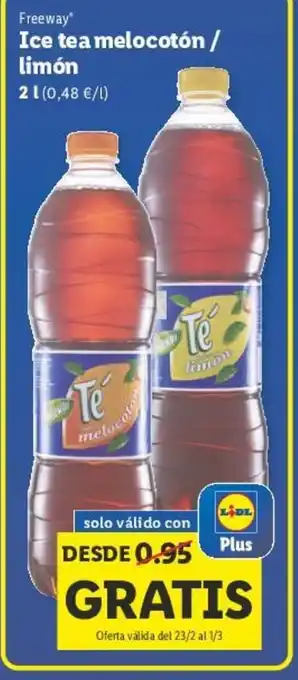 Lidl Ice Tea Melocotón / Limón 2 l. oferta