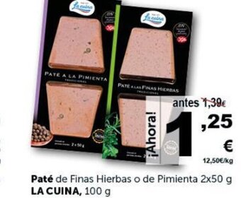 Masymas Paté De Finas hierbas O De Pimienta 2x50 g La cuina 100 g oferta