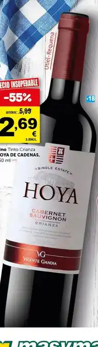Masymas Vino Tinto Crianza Hoya De cadenas, 750ml oferta