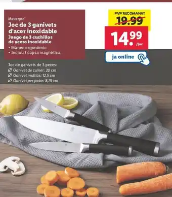 Lidl Joc de 3 Ganivets d'Acer Inoxidable oferta