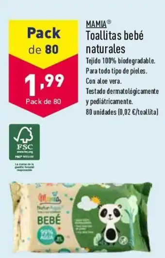 ALDI Mamia Toallitas Bebé Naturales oferta