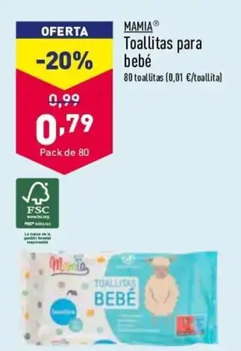 ALDI Mamia Toallitas Para Bebé oferta