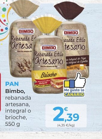 SPAR Gran Canaria Pan Bimbo Rebanada artesana Integral o Brioche oferta