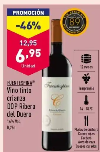 ALDI Fuentespina Vino Tinto Crianza DOP Ribera Del Duero oferta