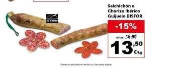 Masymas Salchichon o Chorizo Iberico Guijuelo Disfor oferta