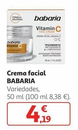 Alcampo Crema facial babaria oferta