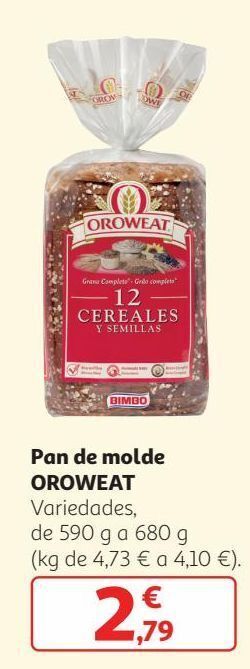 Alcampo Pan de molde oroweat oferta