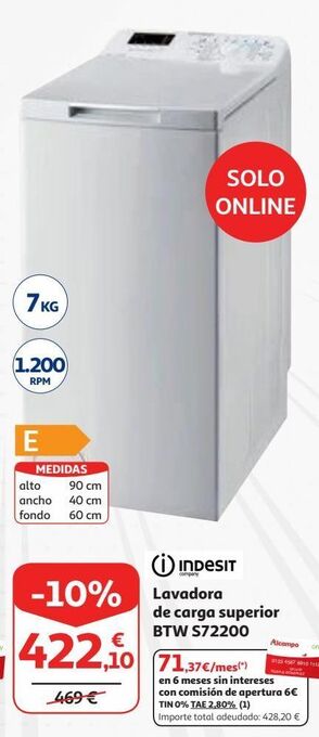 Alcampo Lavadoras indesit oferta
